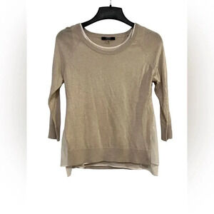 Avec Beige Cashmere Silk Blend Sweater With Camisole Liner Sz XS